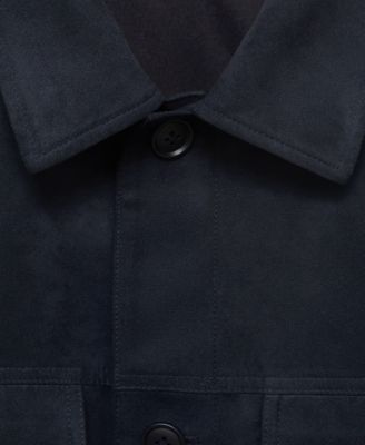 Men's Suede Leather-Effect Overshirt