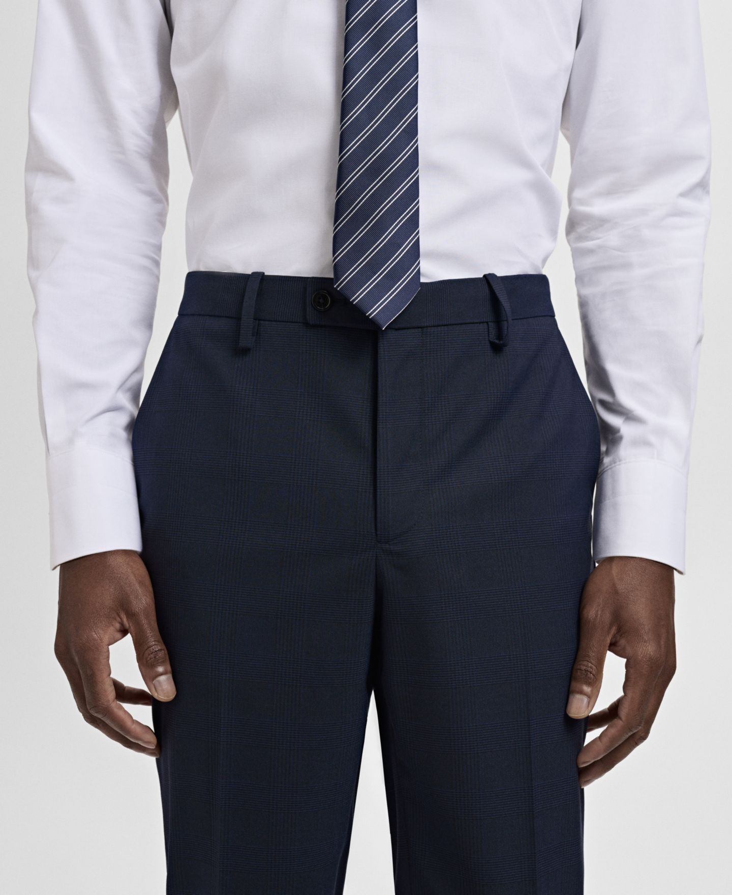 Мужские брюки MANGO Milan Slim-Fit Suit, цвет: Тёмный тёмно-синий — фото 4