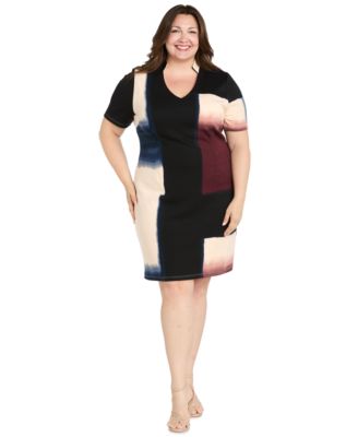 R & M Richards - Plus Size Placement Print Scuba Dress