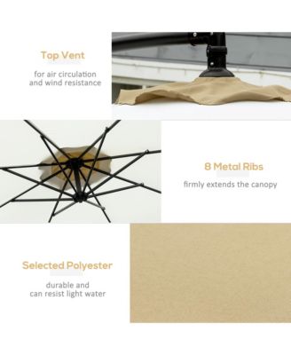 10' Cantilever Umbrella Offset Patio Umbrella w/ Cross Base,