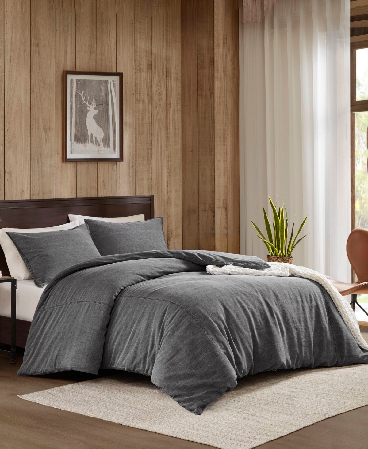 Woolrich Mckenzie Twill Washed 3-pc. Duvet Cover Set, King/california King In Gray