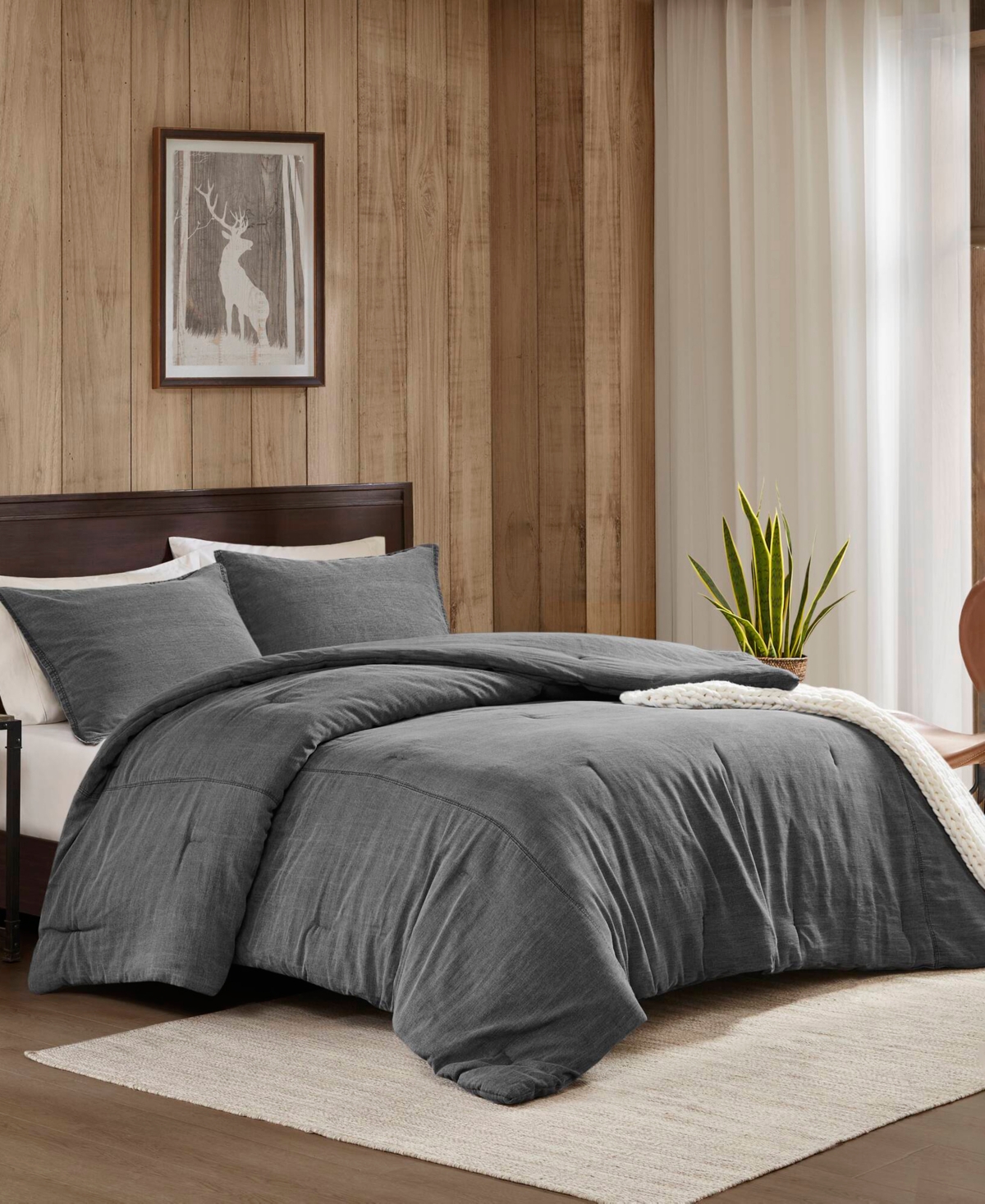 Woolrich Mckenzie Twill Washed 3-pc. Comforter Set, Full/queen In Gray