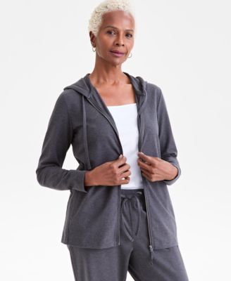 Petite Zip-Front Long-Sleeve Hoodie