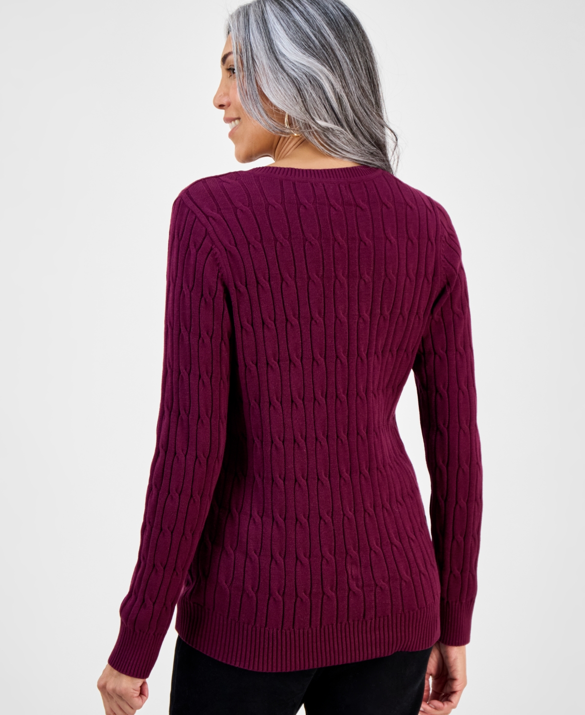 Style & Co Women's V-neck Long-sleeve Sweater, Macy's Exclusive In Burgundy