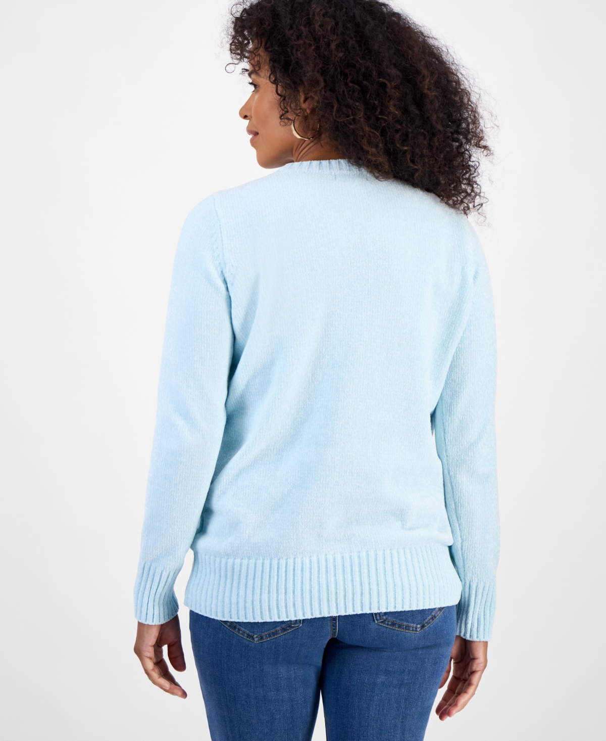 Style & Co Petite Diamond-texture Cable-knit Sweater, Macy's Exclusive In Blue
