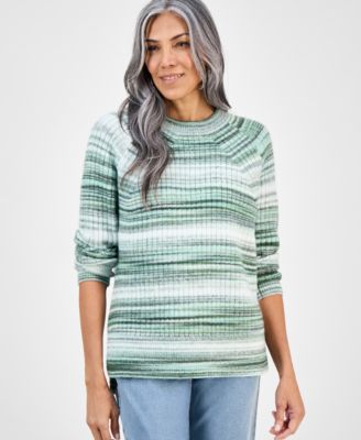 Style & Co - Women's Space-Dye Long-Sleeve Crewneck Sweater