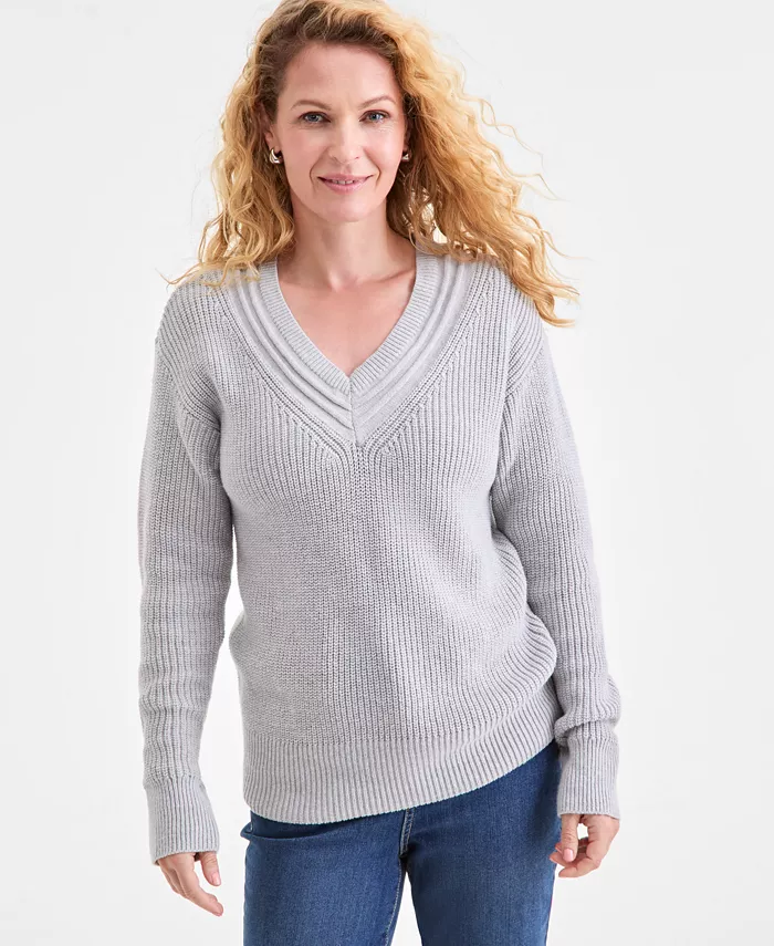 Women's V-Neck Long-Sleeve Sweater
