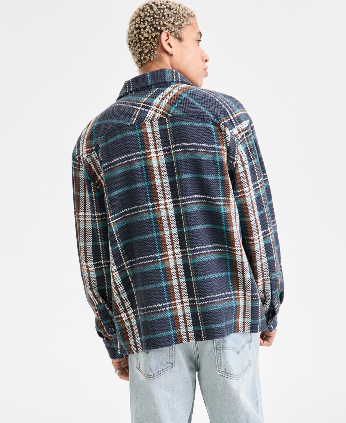 Sun + Stone Men's Swanson Long-sleeve Cotton Over Shirt, Macy's Exclusive In Multi