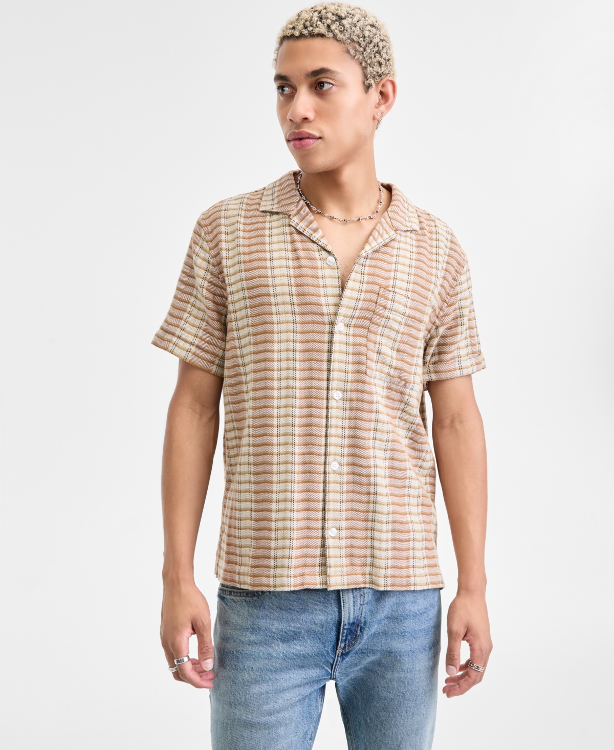 Sun + Stone Men's Short-Sleeve Cotton Driver Shirt, Macy's Exclusive