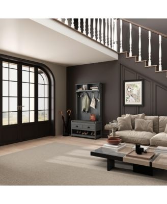 Grey countryside style multifunctional hall tree clothes hat rack