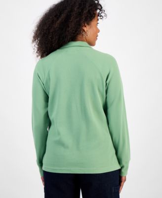 Women's Waffle-Knit Quarter Zip Top