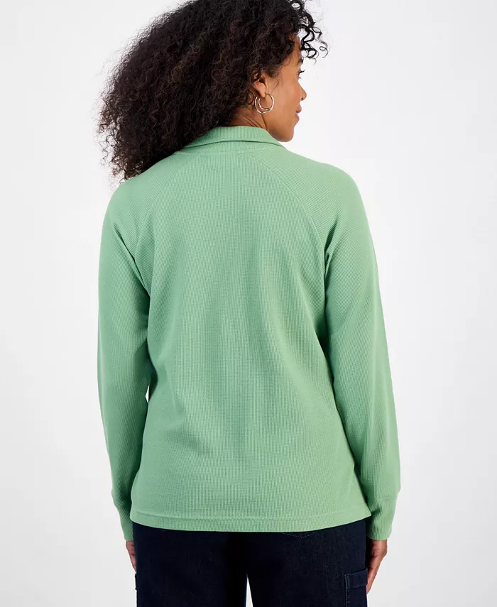 Women's Waffle-Knit Quarter Zip Top - thumbnail 4