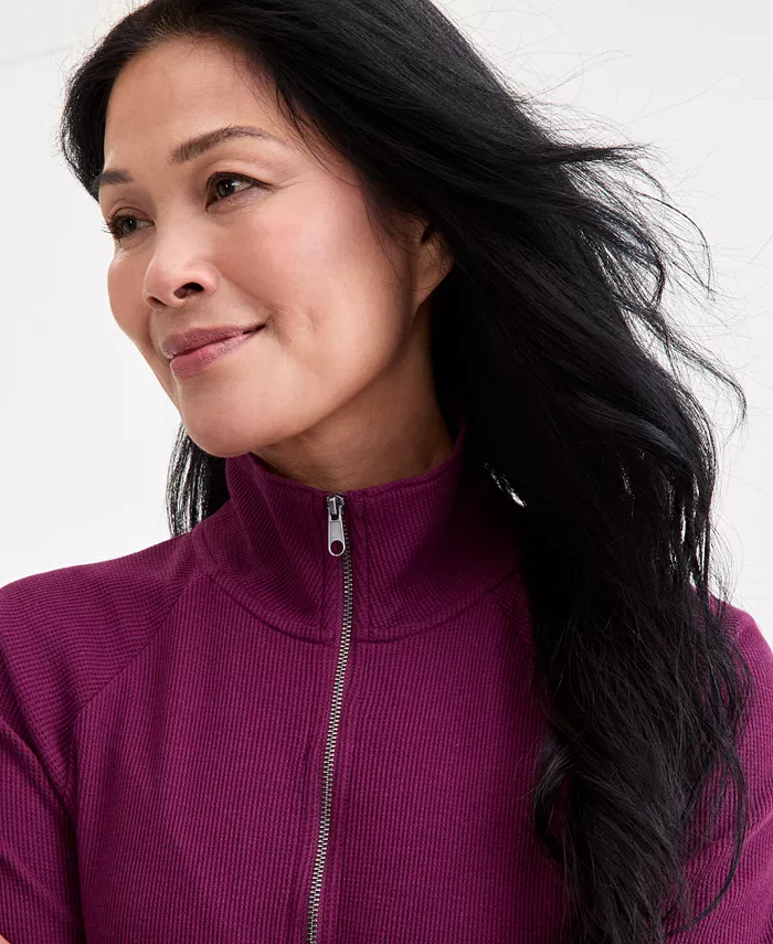 Women's Waffle-Knit Quarter Zip Top - thumbnail 9