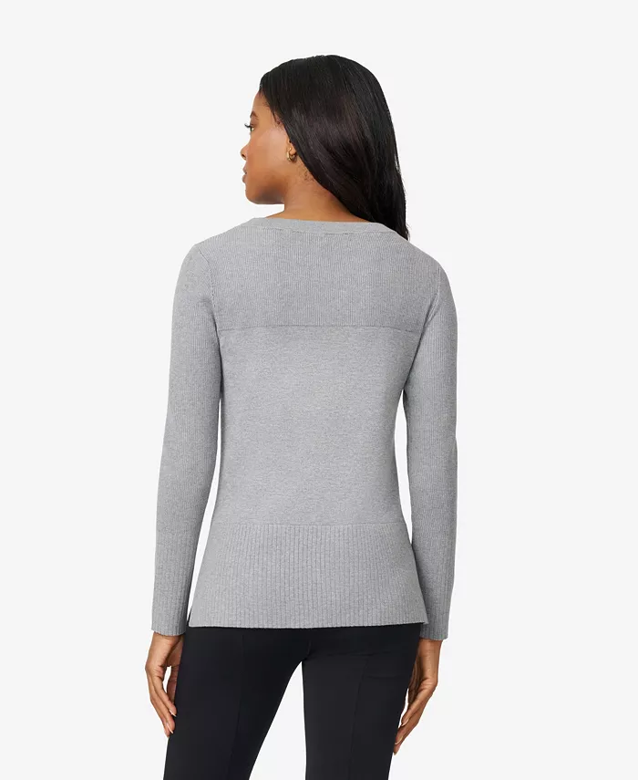 Women's Boat Neck Ribbed Sweater - thumbnail 8