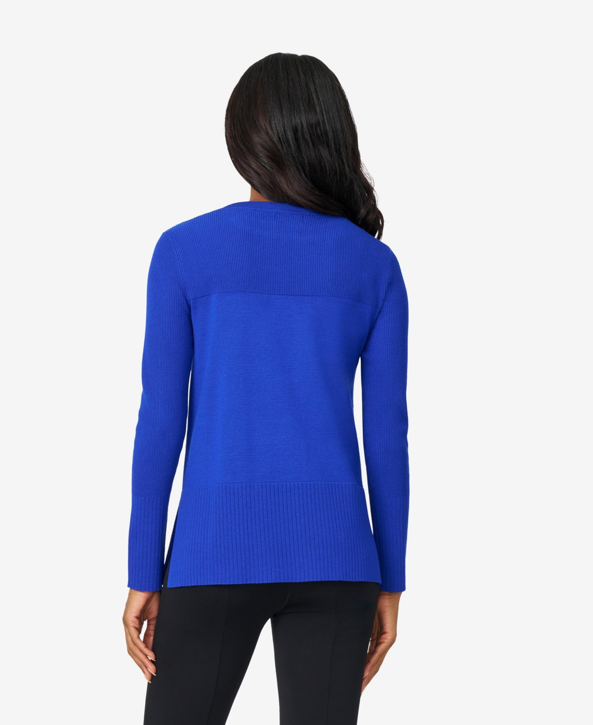 Melissa Paige Women's Boat Neck Ribbed Sweater In Blue