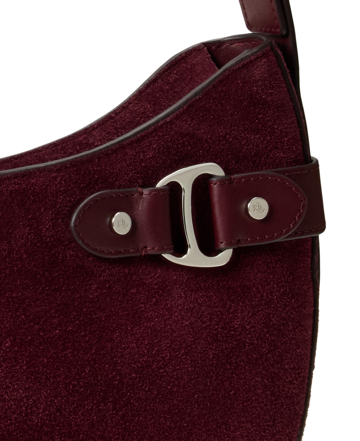 Ralph Lauren Suede Medium Tasha Shoulder Bag In Burgundy