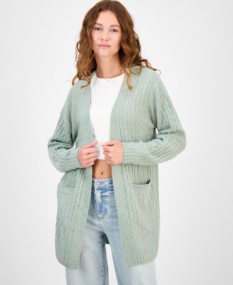 Juniors' Open-Front Long-Sleeve Midi Cardigan 