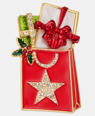 Holiday Lane - Crystal & Glitter Macy's Shopping Bag Pin