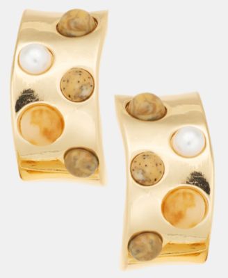 Small Stone Studded Hoop Earrings, 0.9", Macy's Exclusive