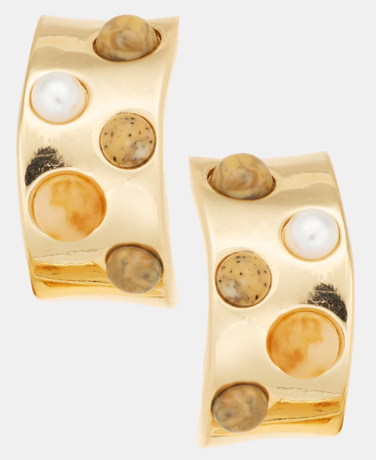Style & Co Small Stone Studded Hoop Earrings, 0.9", Macy's Exclusive In Silver