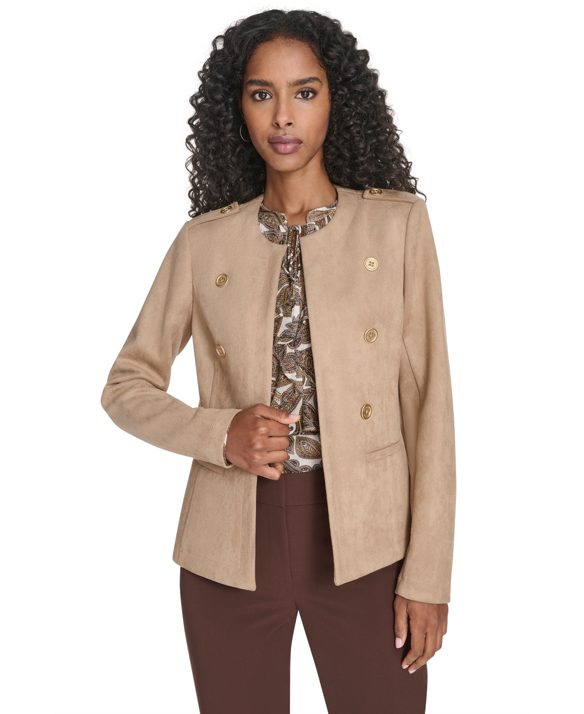 Tommy Hilfiger Women's Scuba Suede Long Sleeve Jacket In Neutral