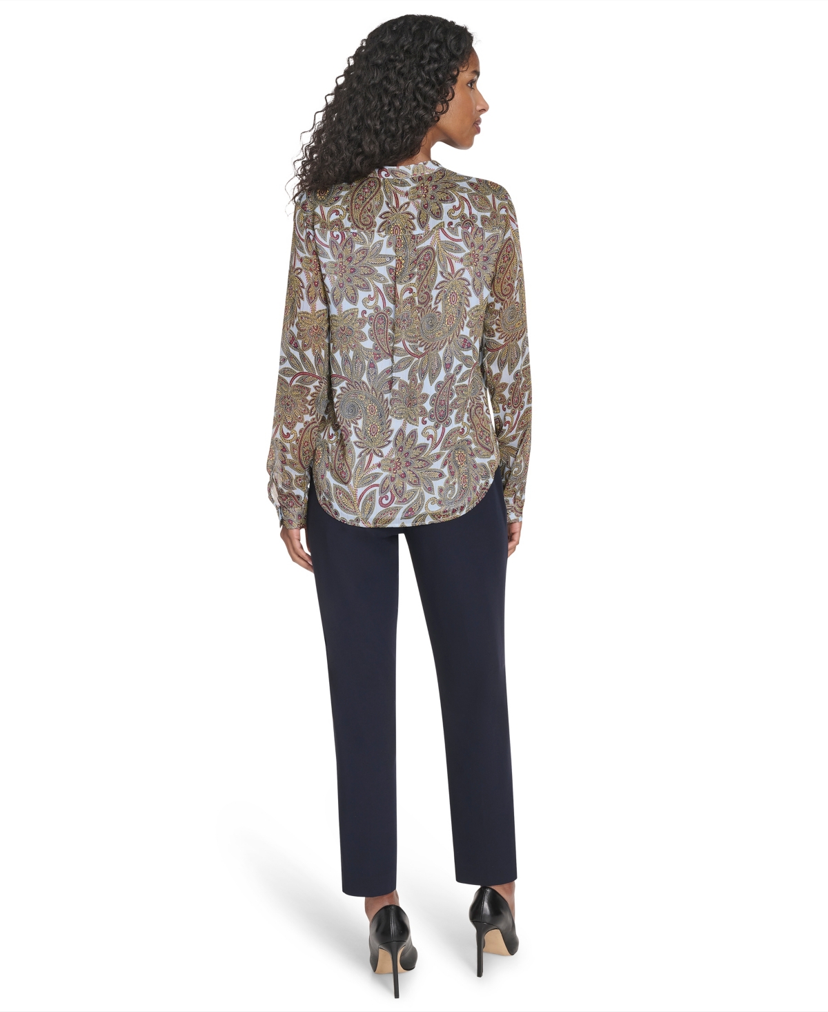 Tommy Hilfiger Women's Paisley Ruffle Long Sleeve Blouse In Multi