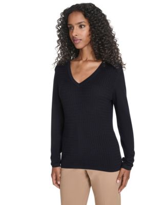 Women's V-Neck Cable Sweater