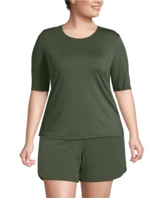 Plus Size SunShade UPF 50 Elbow Sleeve Rash Guard Swim Tee