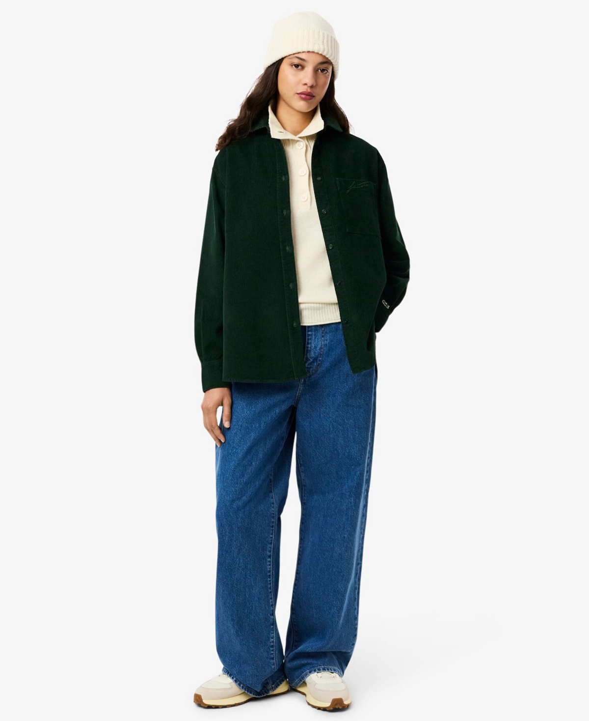 Lacoste Usa Women's Corduroy Button Up Top