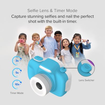 Camera 3 (Blue) Kids Digital Camera, Video Camera for Toddlers, 16MP 1080HD Video, MicroSD Card, Selfie & Macro Lens, Safety Neck Lanyard Gift for Kids 3-12