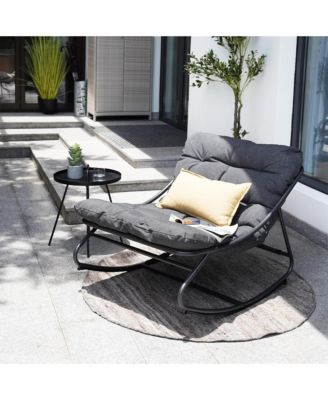 Modern Armless Rocking Chair W/ Breathable Mesh Plush Cushion Steel Frame Package style seat