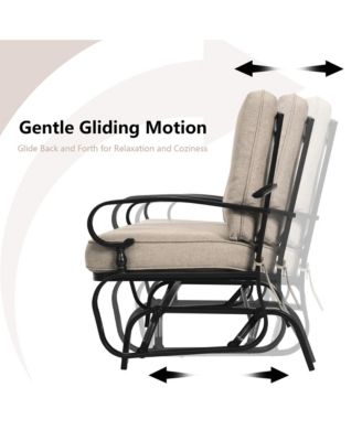 Patio Swing Glider Chair Rocking Loveseat Bench for 2 Persons with Beige Cushions