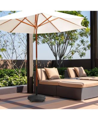 50 lbs Round Resin Patio Umbrella Base Stand Holder w/ Lockable Wheels