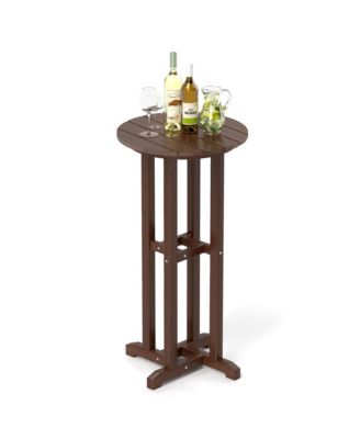 21.5'' Round Bar Table Patio HDPE Bar Height Dining Table with Slatted Tabletop