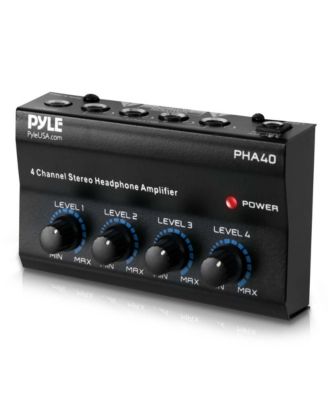 4-Channel Portable Stereo Headphone Amplifier - Mini Earphone Splitter Amp with 4 ¼” TRS Output Jacks - Independent Volume Controls - High-Quality Audio for Studio & Stage - PHA40