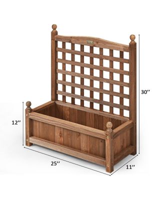 Solid Wood Planter Box with Trellis Weather-Resistant Outdoor 25''x11''x30''