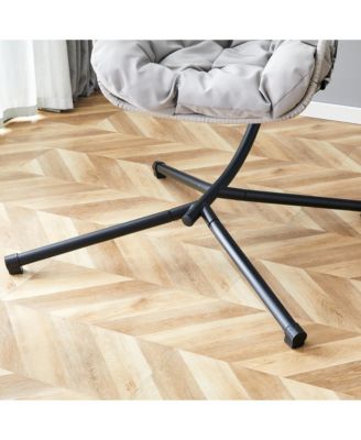 Duty Iron Hanging Chair with Wicker Weave – Single Person Swing for Indoor/Outdoor (Gray)