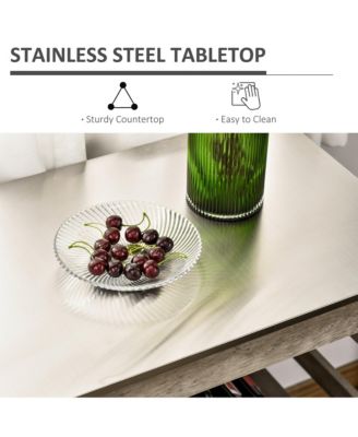 Gray Kitchen Helper: Rolling Cart with Stainless Steel Countertop