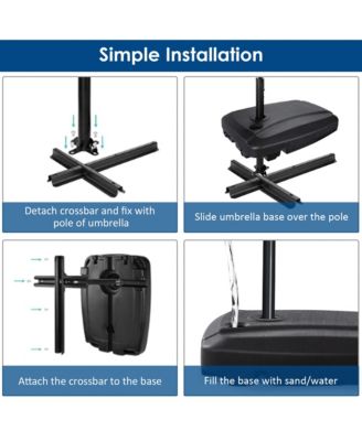 60L Patio Cantilever Offset Umbrella Base Portable Base Weight w/ Wheels