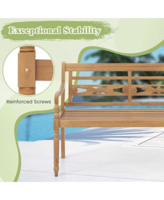 2-Person Garden Bench w/ Wide Backrest & Curved Armrests for Backyard