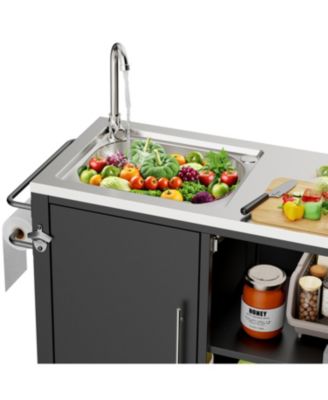 Outdoor Grill Table with Sink & Cabinet
