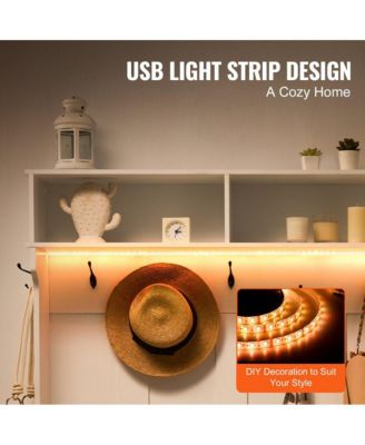 Entryway Bench with LED Coat Rack, 7 Hooks, Shoe Storage, and Adjustable Shelves