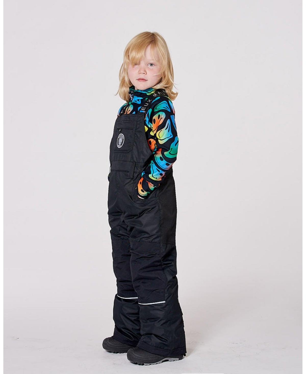 Deux par Kids Unisex Solid Play Overall Snow Bib Black