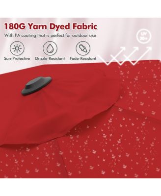 13 FT Patio Umbrella Double-Sided Market Umbrella w/ 36 Solar-Powered LED Lights