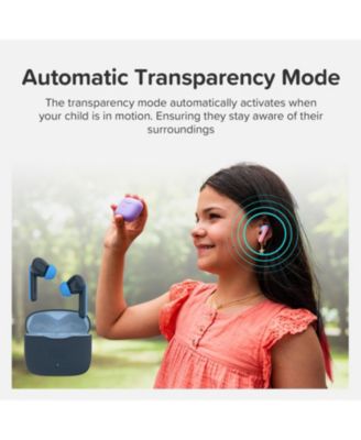 CareBuds (White) Kids Wireless Earbuds with 85dB Volume Limit, Built-in Mic, 6 Ear Tips, Anti-Lost Strap Easy Pairing, Gift for Kids 4-15