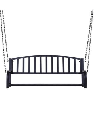 2 Person Front Porch Swing Patio Swing Bench, Outdoor Steel Swing Chair with Sturdy Chains, for Backyard, Deck, 528 lb Weight Capacity, Black