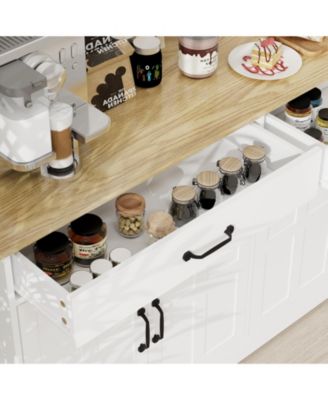 55.91" Farmhouse Sideboard Buffet Cabinet with 2 Drawers and 4 Doors for Dining Storage