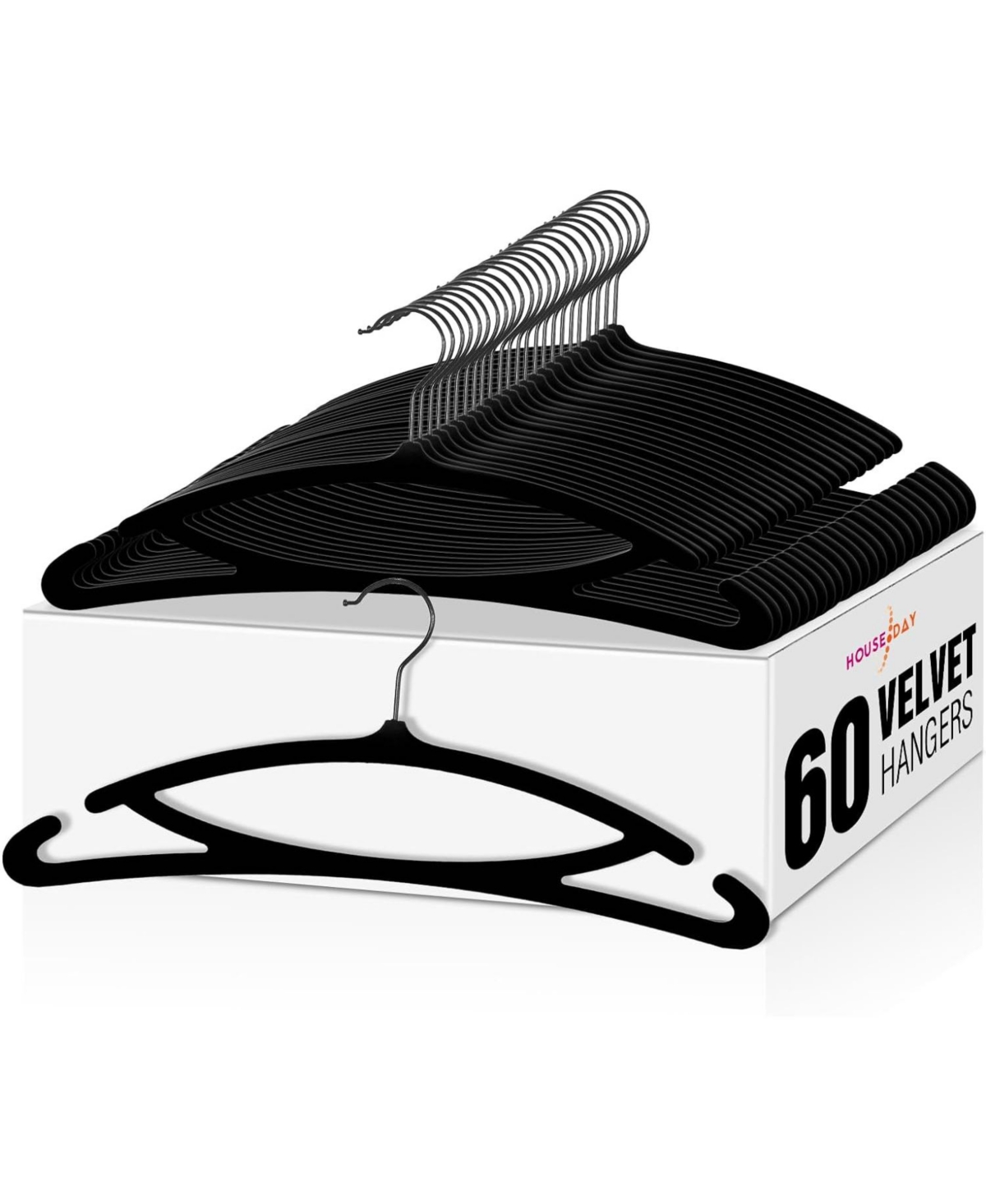 Black Velvet Hangers 60 Pack, Luxury Felt Hangers Non Slip Clothes Hangers - Black