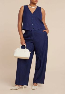 Women's Plus Size Pinstripe Suit Vest