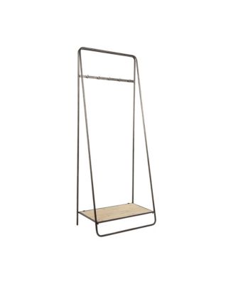 Industrial Pipe Hall Tree with Metal Frame and Wood Shelves for Entryway Storage